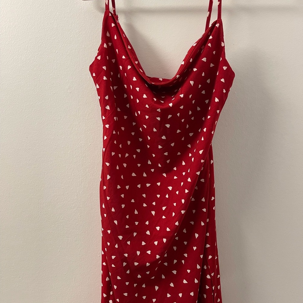 Silky red midi dress